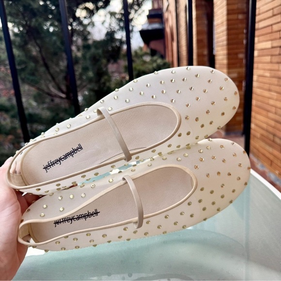 New Jeffrey Campbell Swan Lake Gem Mesh Flats Rhinestone Ballet Yellow - Picture 11 of 15